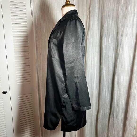 Bare Luxury | Women’s | Night Shirt | S | Y2k 90's Black Satin Button Down Long - Picture 3 of 6